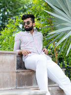 Miravan Men's Regular Fit Multi Stripe Cotton Button Down Full Sleeve Slim Fit Shirt