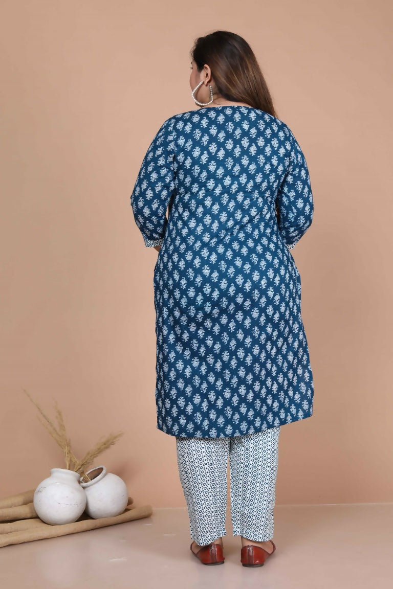 Miravan Women's Plus Size Pure Cotton Straight Kurta And Palazzo Set