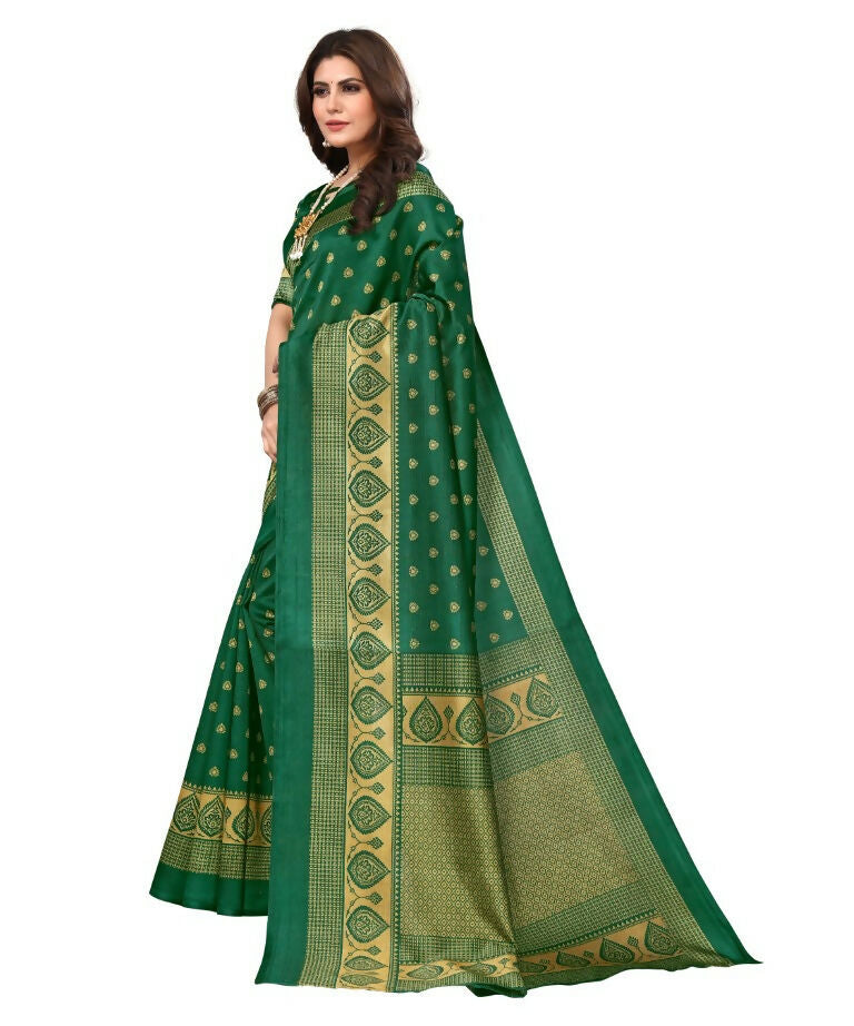 Vamika Green Printed Art Silk Saree