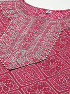 Yufta Women Pink Embroidered Regular Kurta with Palazzo & With Dupatta