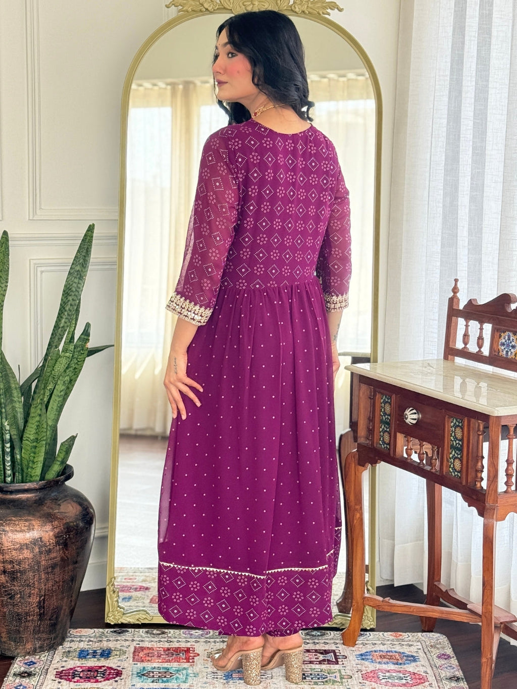 The52 Women Beautiful Georgette Fabric Angrakha Kurta, Pant and Dupatta Set - Distacart