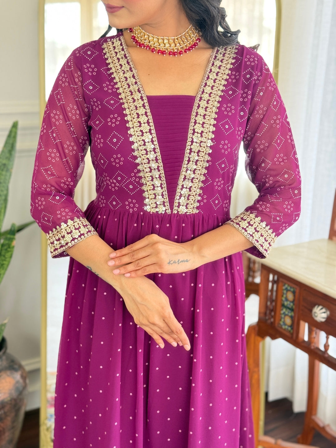 The52 Women Beautiful Georgette Fabric Angrakha Kurta, Pant and Dupatta Set - Distacart