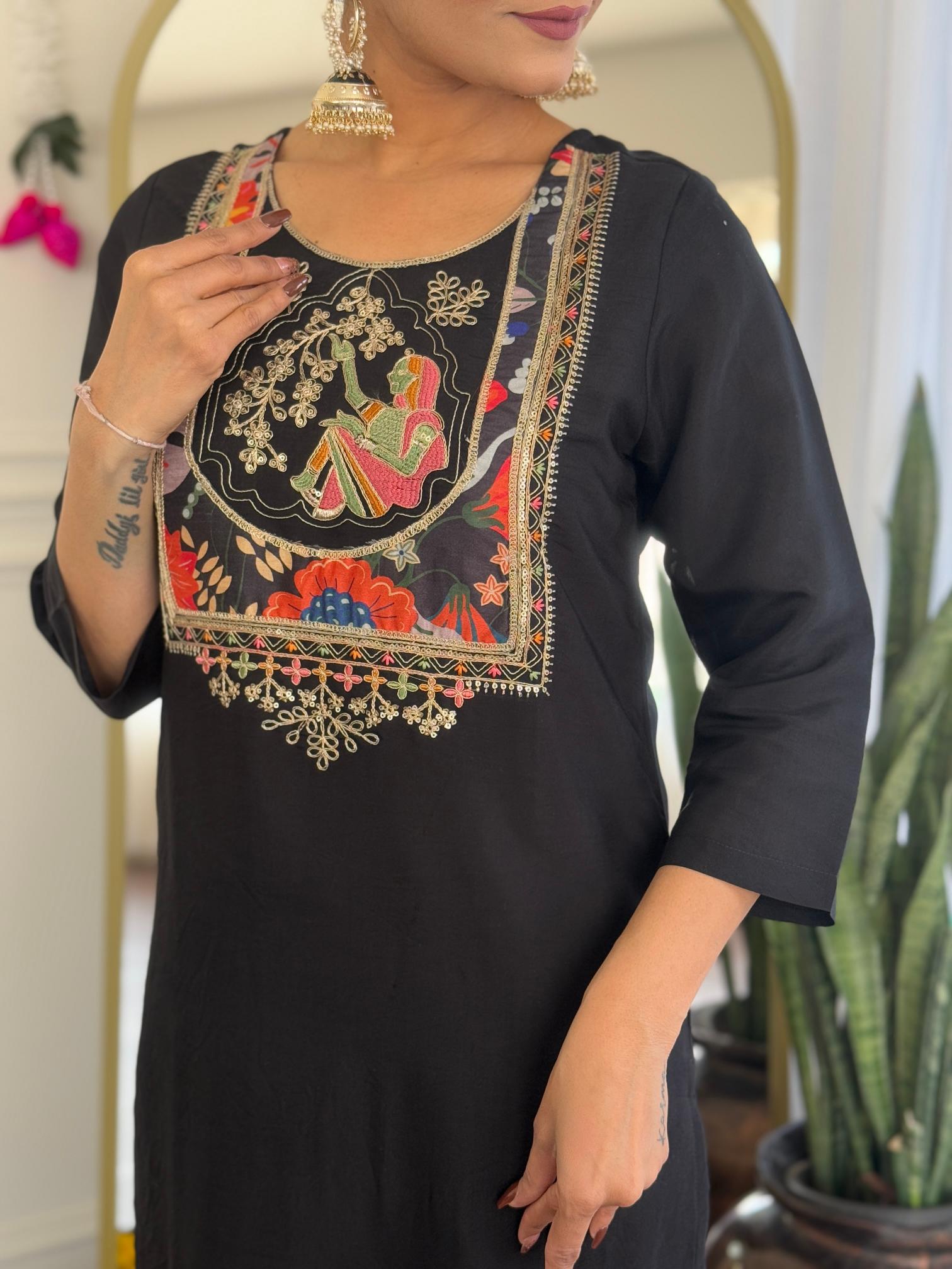 The52 Women's Viscose Chanderi Fabric Straight Kurta, Pant and Dupatta Set - Distacart