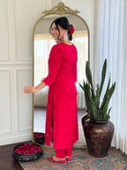 The52 Women Gorgeous Roman Silk Fabric Straight Kurta, Pant and Dupatta Set - Distacart