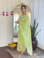 The52 White Women's Viscose Chanderi Fabric Straight Kurta, Pant and Dupatta Set - Distacart