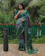 Anaita Grey Woven Design Pure Bandhej Soft Silk Saree - Distacart