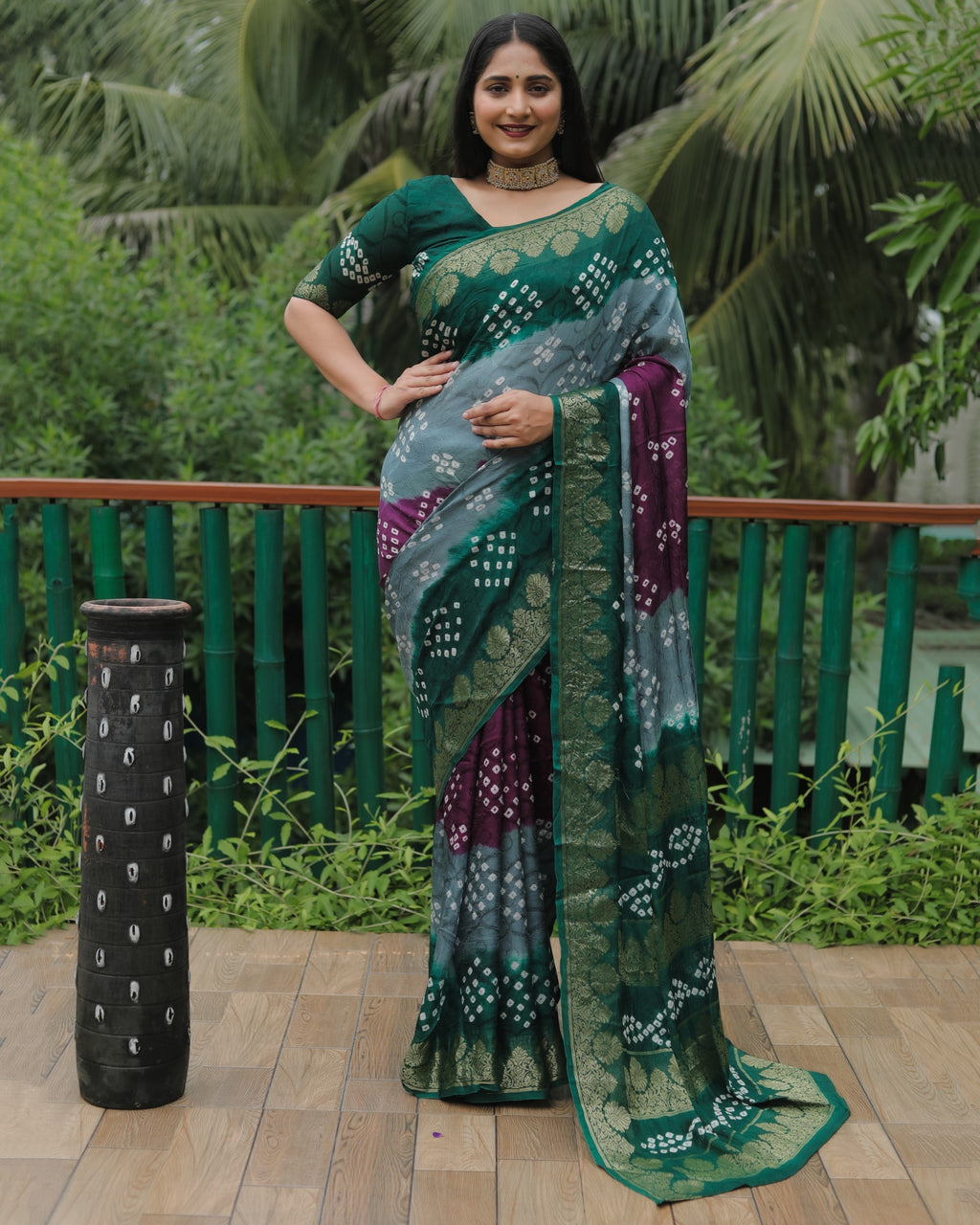 Anaita Grey Woven Design Pure Bandhej Soft Silk Saree - Distacart