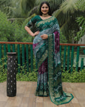 Anaita Grey Woven Design Pure Bandhej Soft Silk Saree - Distacart