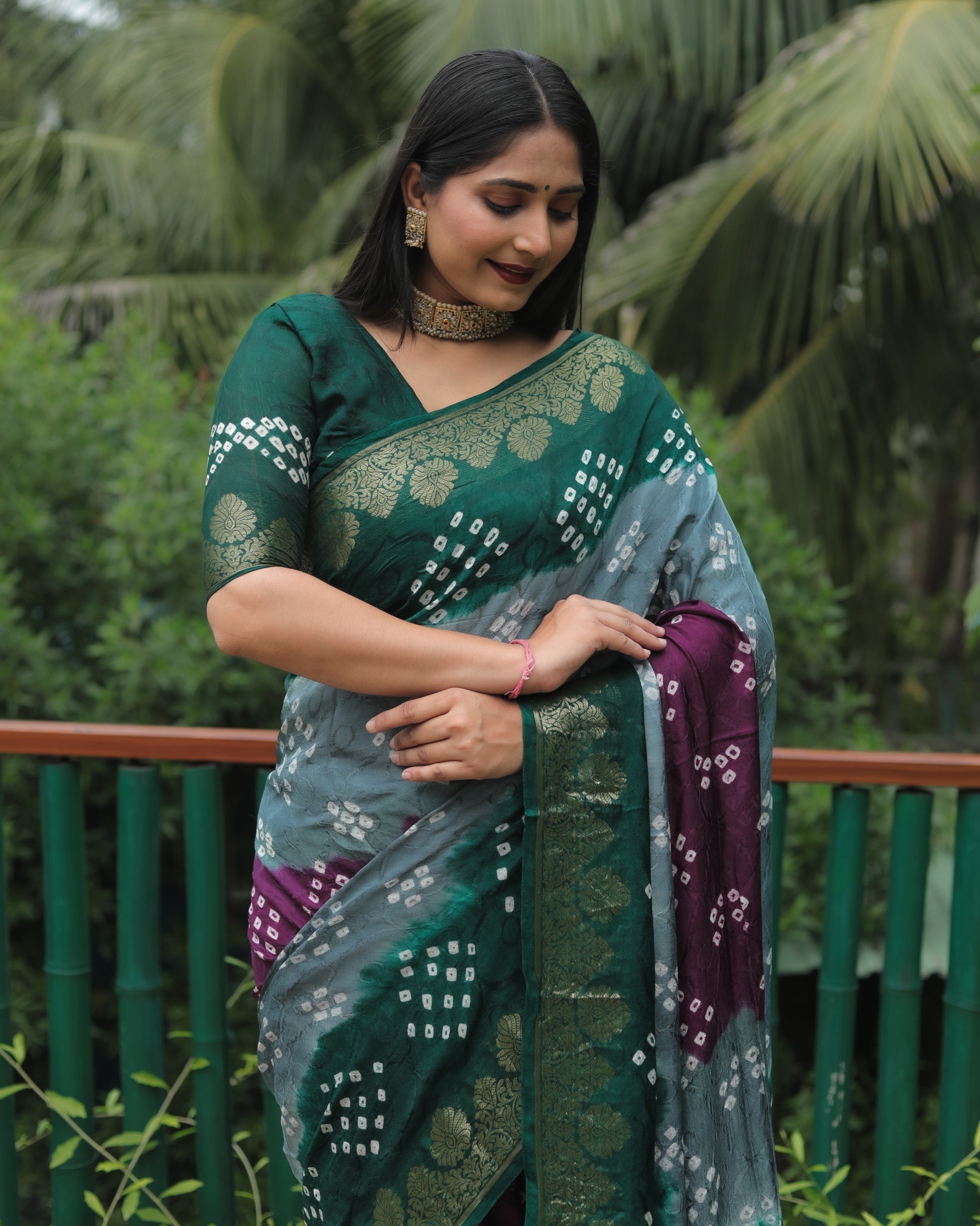 Anaita Grey Woven Design Pure Bandhej Soft Silk Saree - Distacart