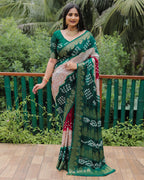 Anaita Light Brown Woven Design Pure Bandhej Soft Silk Saree - Distacart