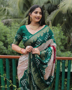 Anaita Light Brown Woven Design Pure Bandhej Soft Silk Saree - Distacart