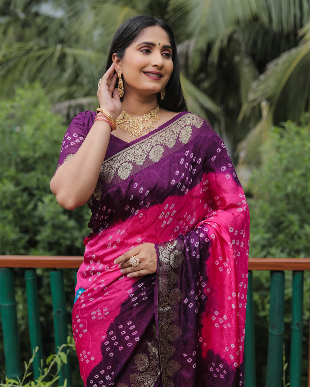Anaita Pink Woven Design Pure Bandhej Soft Silk Saree - Distacart