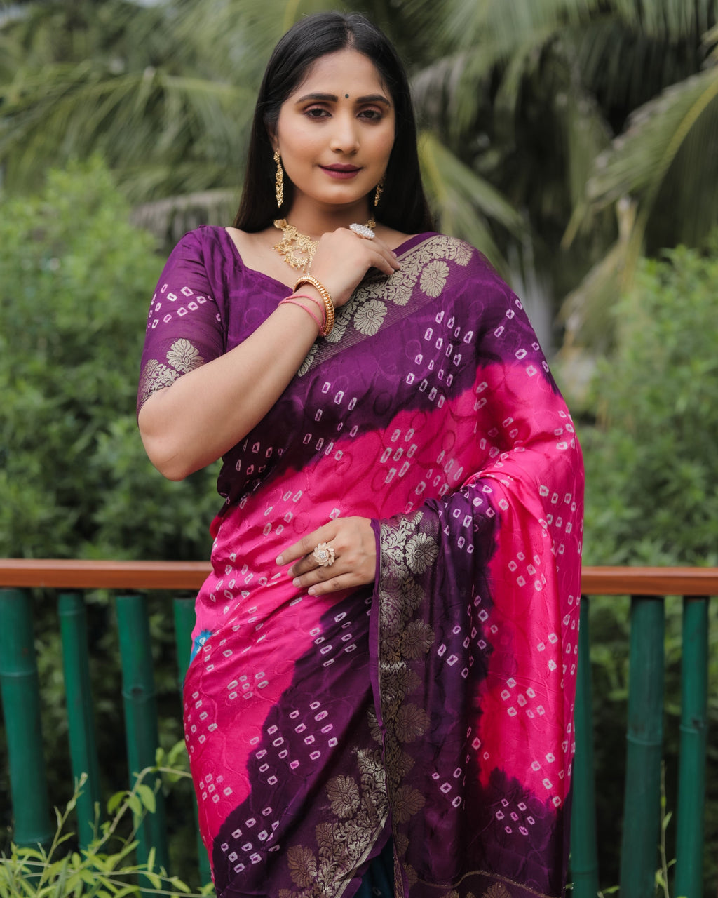 Anaita Pink Woven Design Pure Bandhej Soft Silk Saree - Distacart