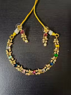 Jewel City Multi-Color Gemstone Floral Necklace Set - Handcrafted 18K Rose Gold Plated Jewellery for Weddings & Parties - Distacart