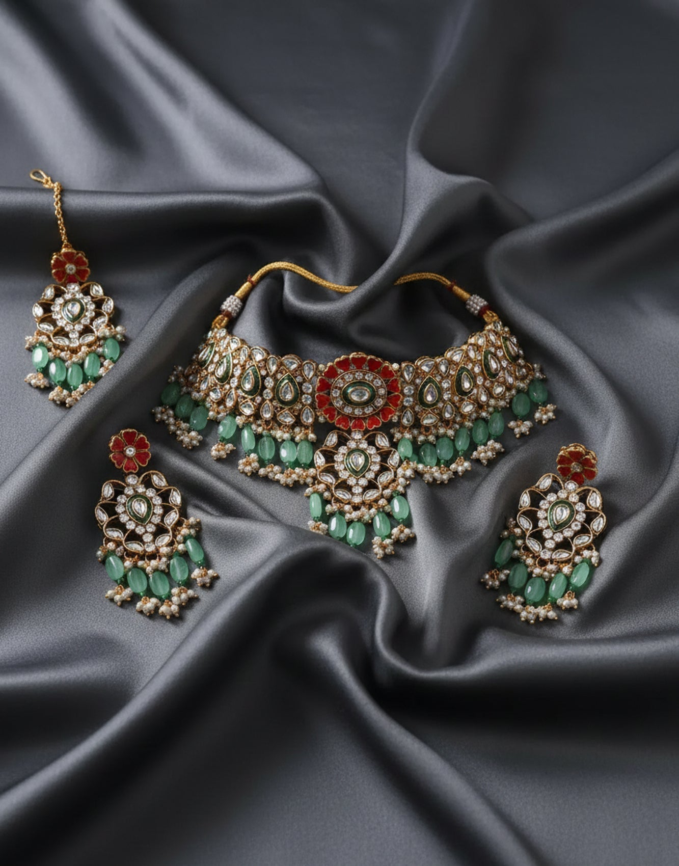 Jewel City Stunning Handcrafted Kundan Choker Jewelry Set