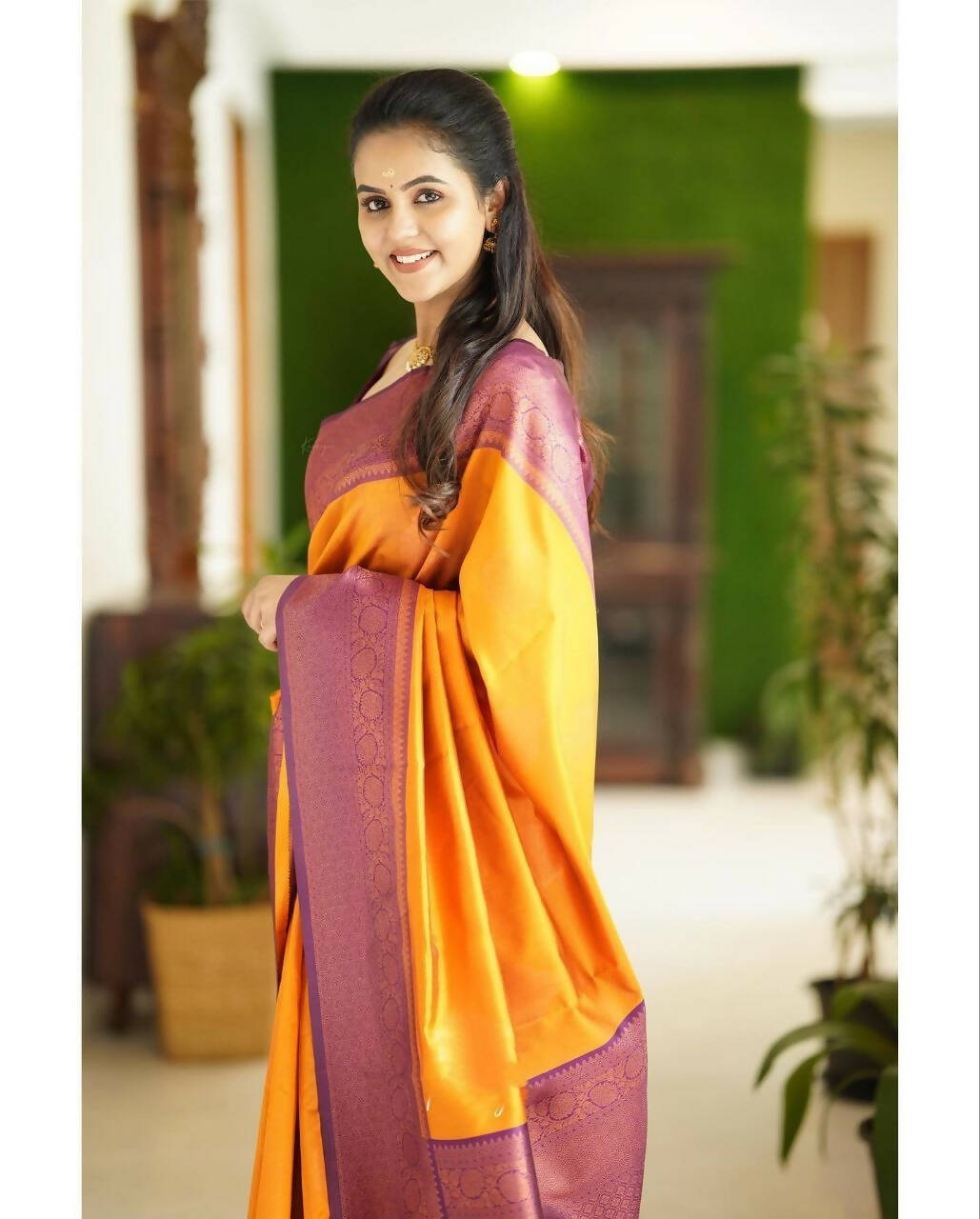 DEIANA'S Beautiful Designer Golden zari Soft Lichi Silk Saree - Yellow