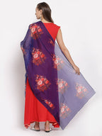 Myshka Women's Red Cotton Solid Sleeveless Round Neck Casual Kurta Dupatta Set