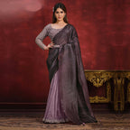 Lavender Banarasi Crush Silk Sequence Thread & Stone Work/ Texture Pallu Saree - Mohmanthan Kimiya