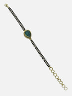 Women's Black Gold-Toned Gold-Plated Kundan Studded Charm Mangalsutra Bracelet - Ruby Raang - Distacart
