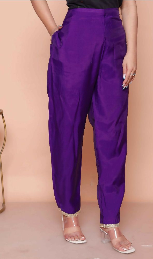 Miravan Womens Purple Muslin Straight Kurta And Palazzo With Dupatta Suit Set - Distacart