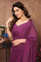 Aafreen Partywear Designer Purple Rangoli Silk Fancy Saree