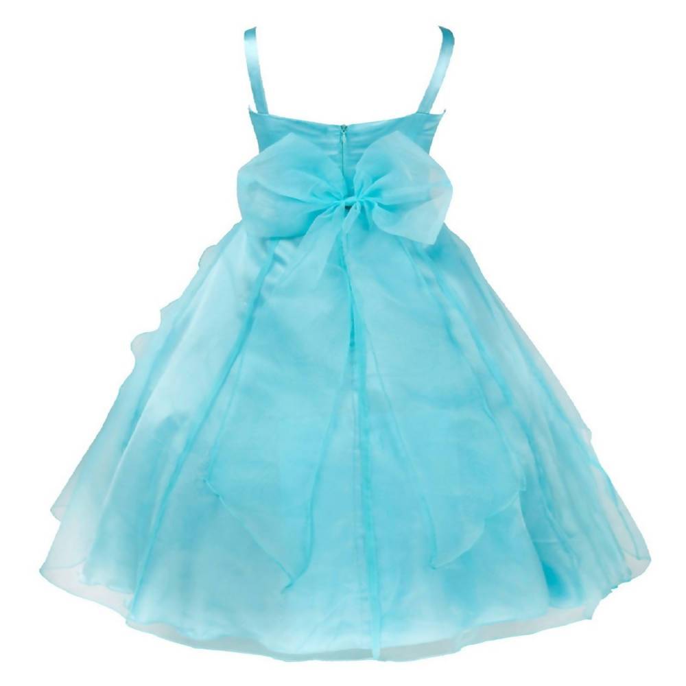 Asmaani Baby Girl's Sky Blue Colour Satin A-Line Knee Length Dress (AS-DRESS-22090)