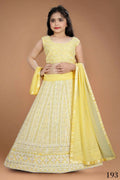 Wedding Designer Yellow Heavy Fox Georgette Kidswear Lehenga - Aaradhna