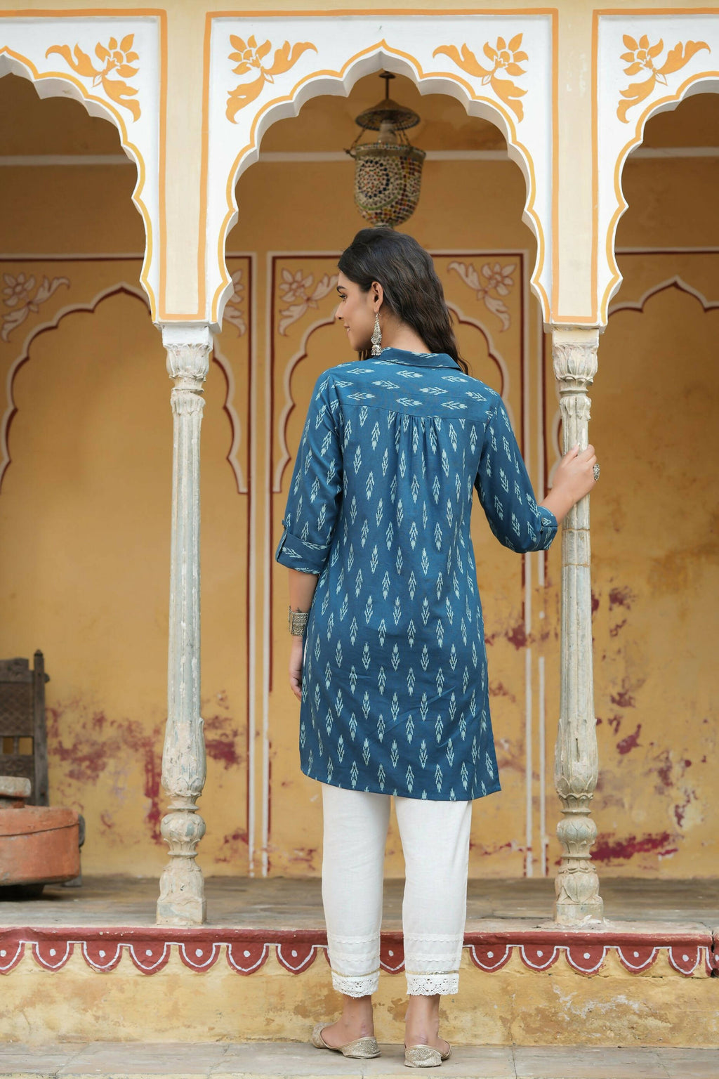 Juniper Women's Navy Cotton Flex Printed Straight Kurta - Distacart