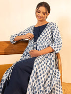 Janasya White Cotton Floral A-Line Dress - Distacart