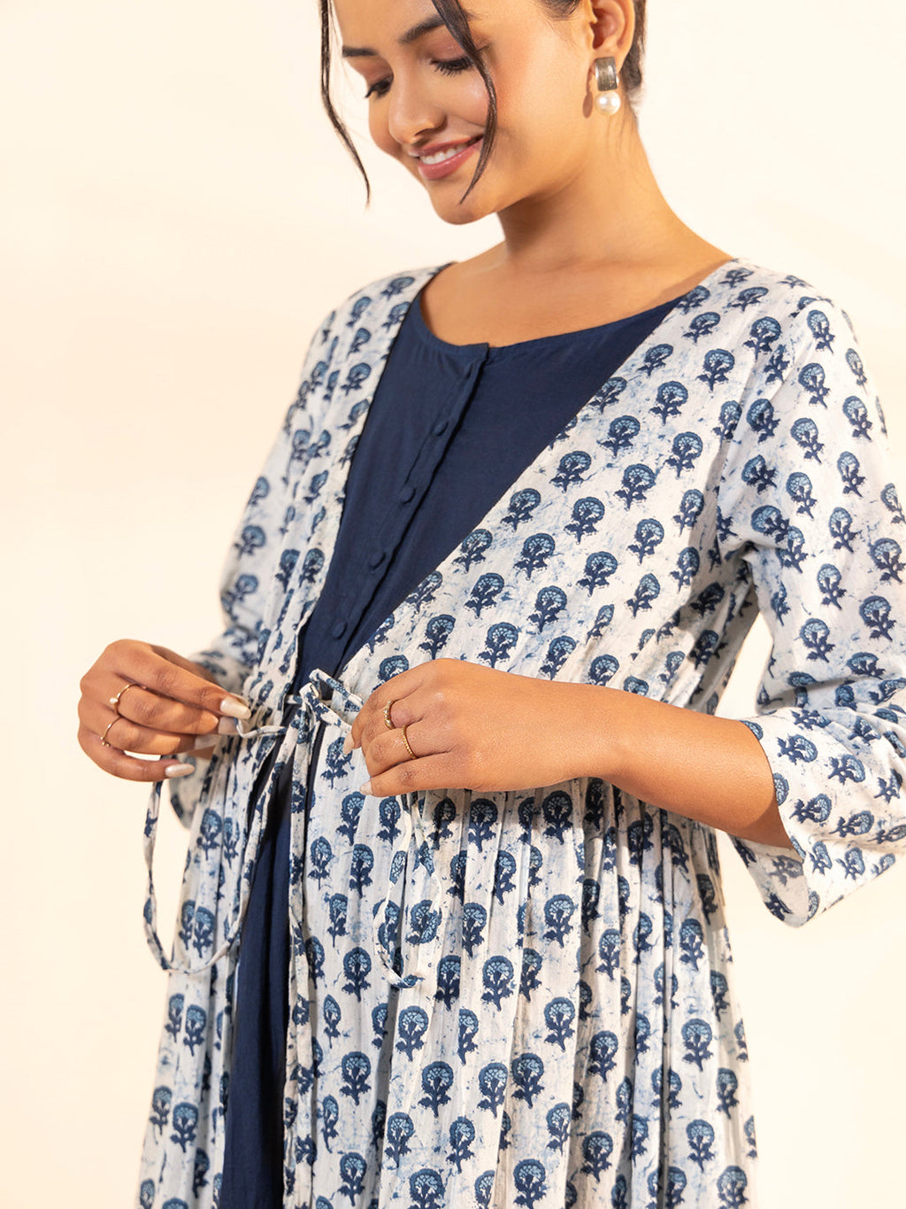 Janasya White Cotton Floral A-Line Dress - Distacart
