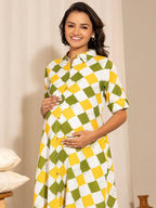 Janasya Multicolour Cotton Geometric A-Line Dress - Distacart