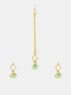 Ruby Raang Set Of Pastel Green Maang Tikka And Earrings - Distacart