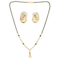 AanyaCentric Gold Plated Short Mangalsutra Set with Earrings - Distacart