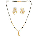 AanyaCentric Gold Plated Short Mangalsutra Set with Earrings - Distacart
