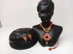 Terracotta Diamond Pendant Mini Necklace Set With Hangings