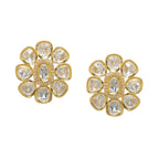 Oversized Round Kundan Studs (Gold) - Ruby Raang - Distacart