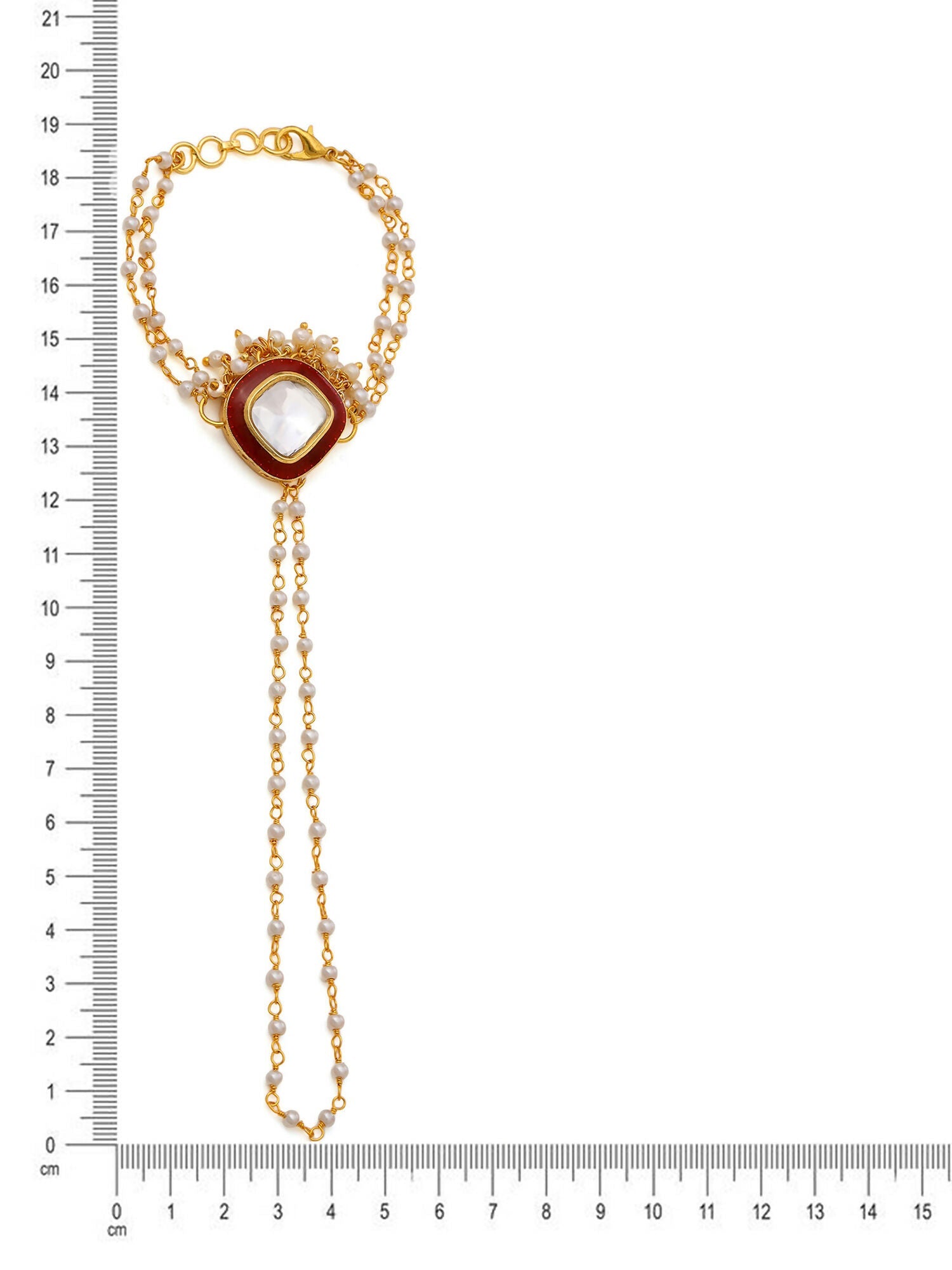Ruby Raang Gold Red Meenakari Kundan Haath Phool - Distacart