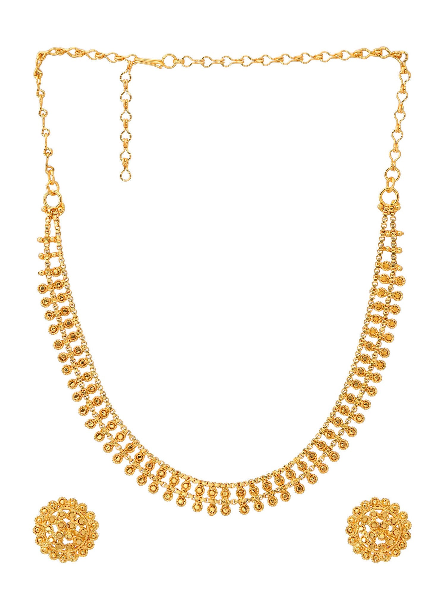 Ruby Raang Golden Necklace with Studs