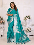 Anaita Turquoise kochi Silk With Bandhej Weaving Saree With Blouse