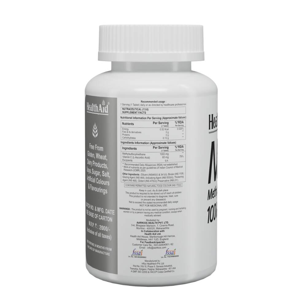 HealthAid MSM 1000 mg Tablets - Distacart