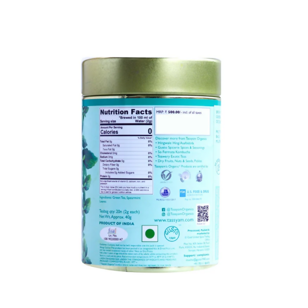 Tassyam Organics Moroccan Mint Biodegradable Tea Bags - Distacart