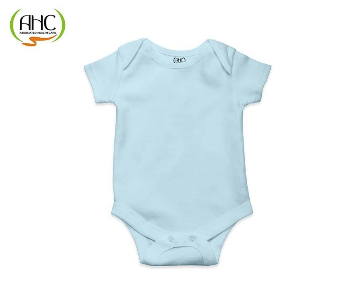 AHC Soft Cotton Short-Sleeve Bodysuits Solid Onesies New Born Infant Dress - Grey/Blue/Green/Pink/Yellow