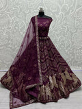 Jyoti Fashion Women's Purple Bridal Net Fancy Foil & Sequins with Multi Thread Embroidered Wedding Lehenga Choli