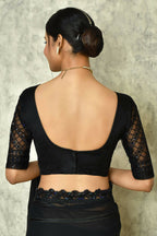 Black Silk Stripe Saree With Blouse Piece - Purvi