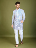 Vastranavya Ombre Purple Premium Real Georgette Thread Sequence & Embroidery work Kurta