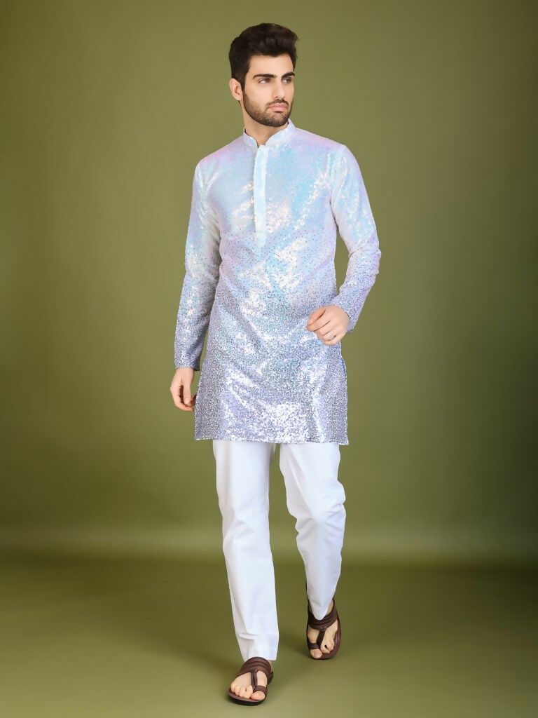 Vastranavya Ombre Purple Premium Real Georgette Thread Sequence & Embroidery work Kurta