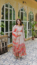 Teeya Creation Multi Color Organza Silk With Digital print With Embroidery Gown - Distacart