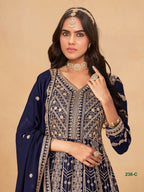 Anaita Navy Blue Faux Georgette Stitched Anarkali Suit with Heavy Embroidery Work - Distacart