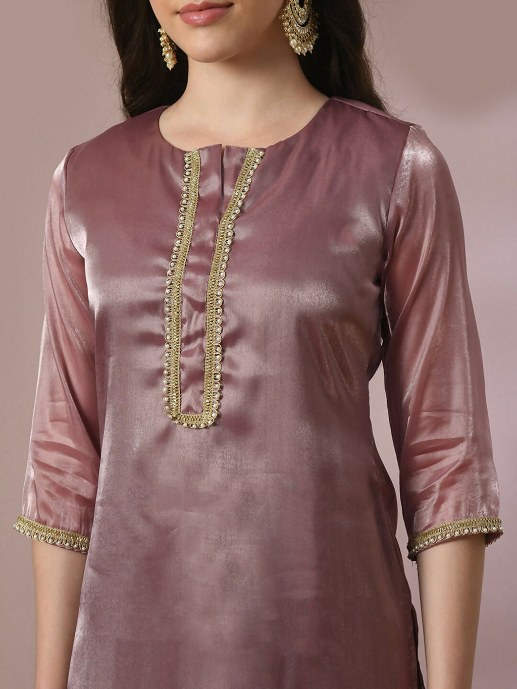Myshka Women's Brown Solid Straight Party Kurta Set