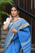 Beatitude Blue Cotton Handloom Saree